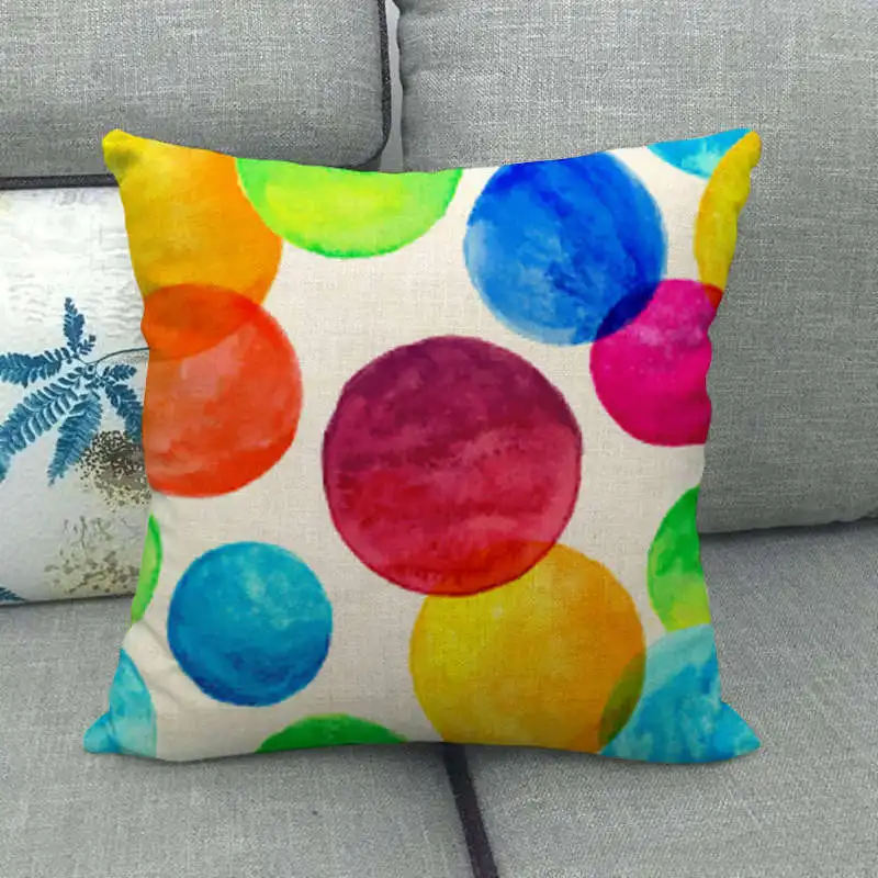 Colorful Circles Pillows Case Blue Red Bubbles Throw Pillow Covers Decorative for Sofa Bed Bedroom Living Room Pillowcase 40x40