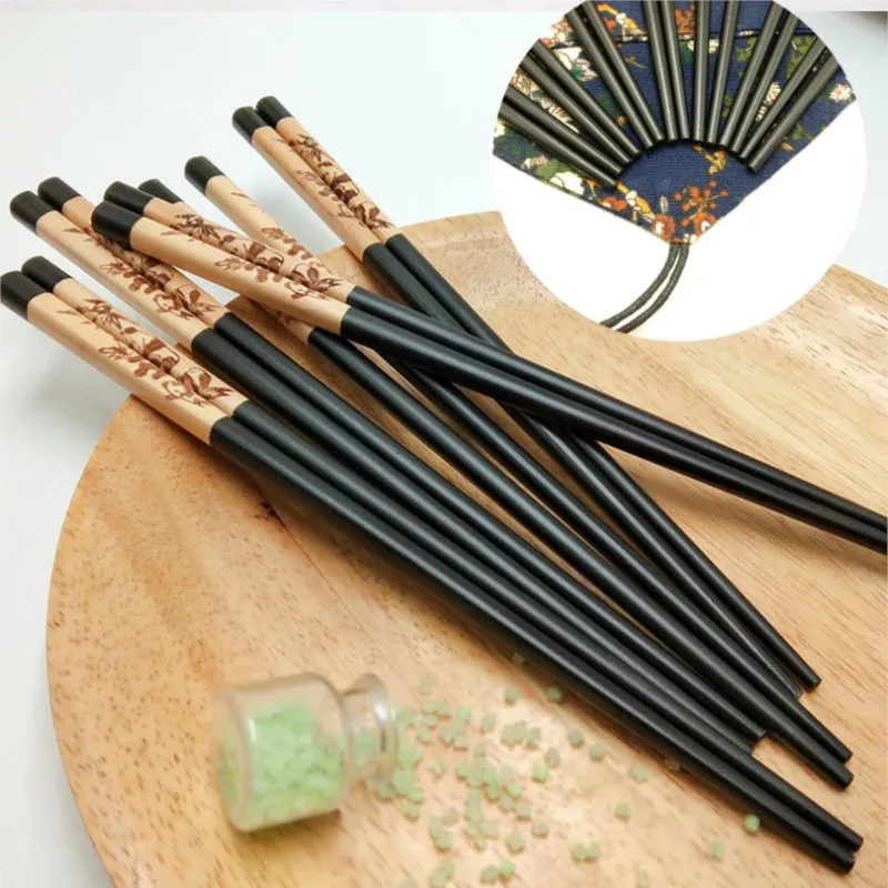 Chinese Chopsticks Handmade Tableware Eco-Friendly 2 Pair Cutlery Non-slip Panda Chopsticks Gift Natural Wooden Dinnerware Set
