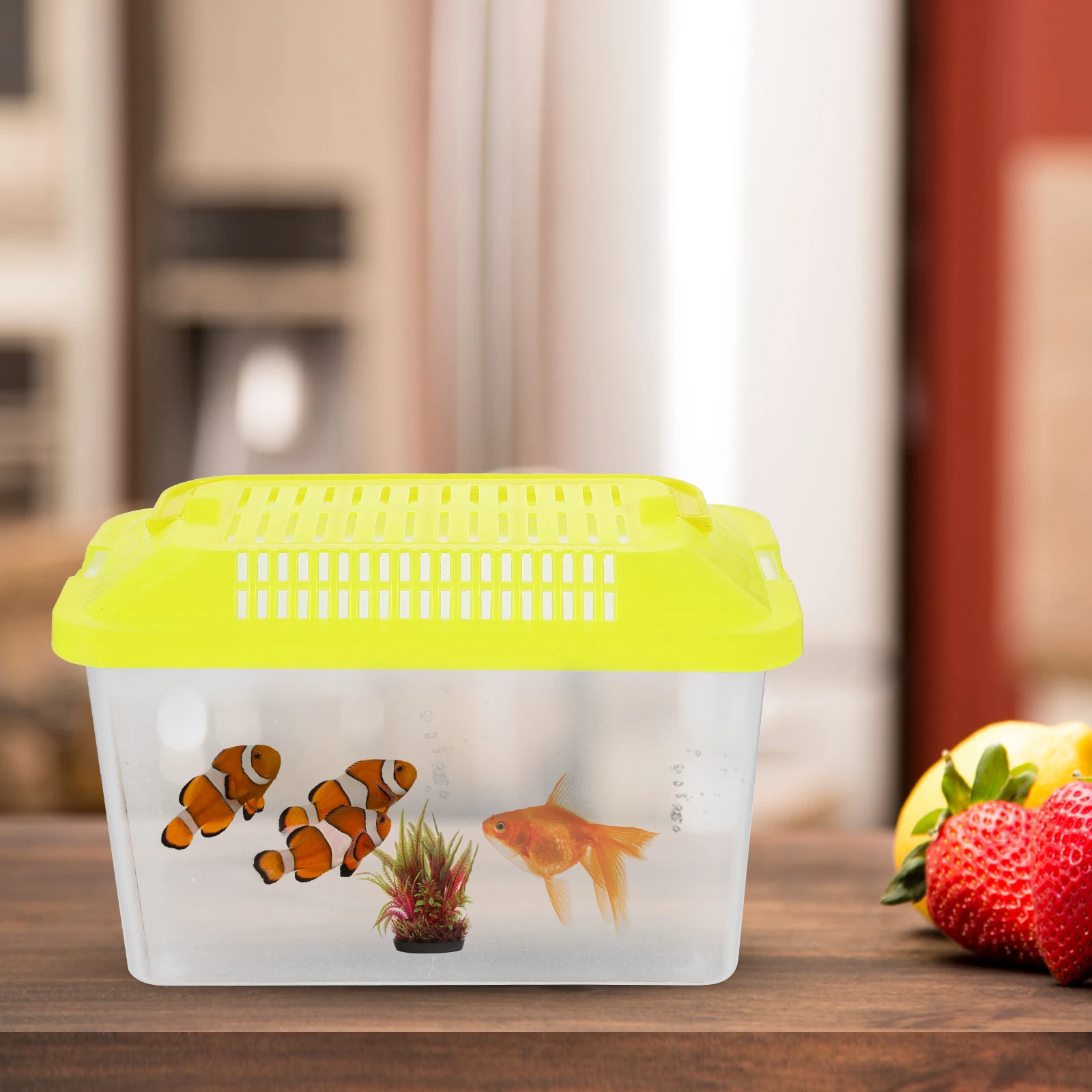 Portable Pet Transport Box Plastic Aquarium Handheld Fish Tank Transparent Turtle Box Pet Hamster Cage Turtle Holder Durable