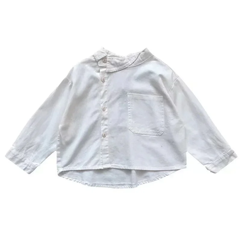 Boys Baby\'s Kids Blouse Jacket Outwear 2023 White Spring Autumn Shirts Cotton Gift Plus Size Children\'s Clothing