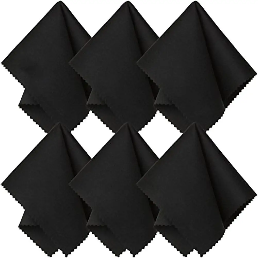 10Pcs Black Microfiber Square Wipe Cloth 15*15cm Eyeglasses Microfiber Clean Cloth for Lens Phone Screen Cleaning Wipes Tools