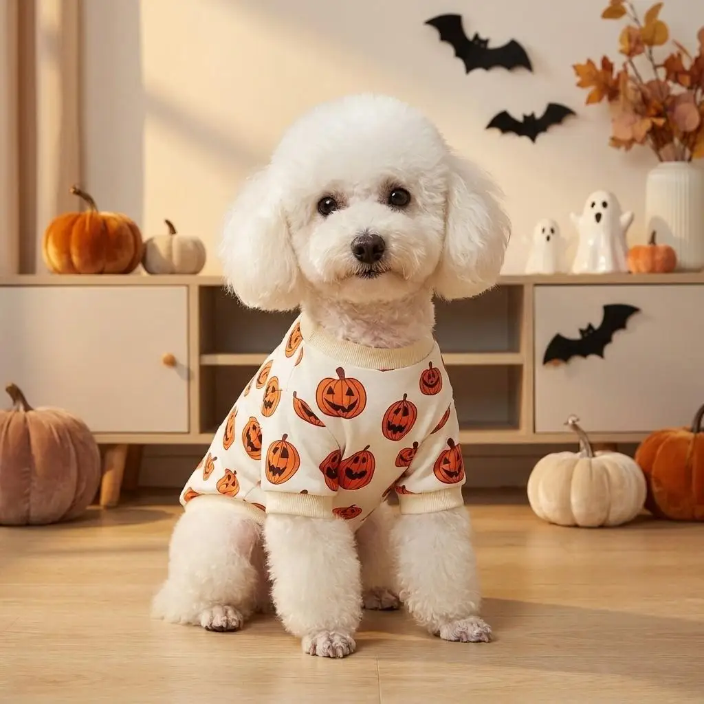Halloween-Kürbis-Hundepullover, Haustier-Pullover, Welpen-Outfits, Party-Cosplay-Kostüm, Haustierkleidung für kleine und mittelgroße Hunde und Katzen – Detail 5