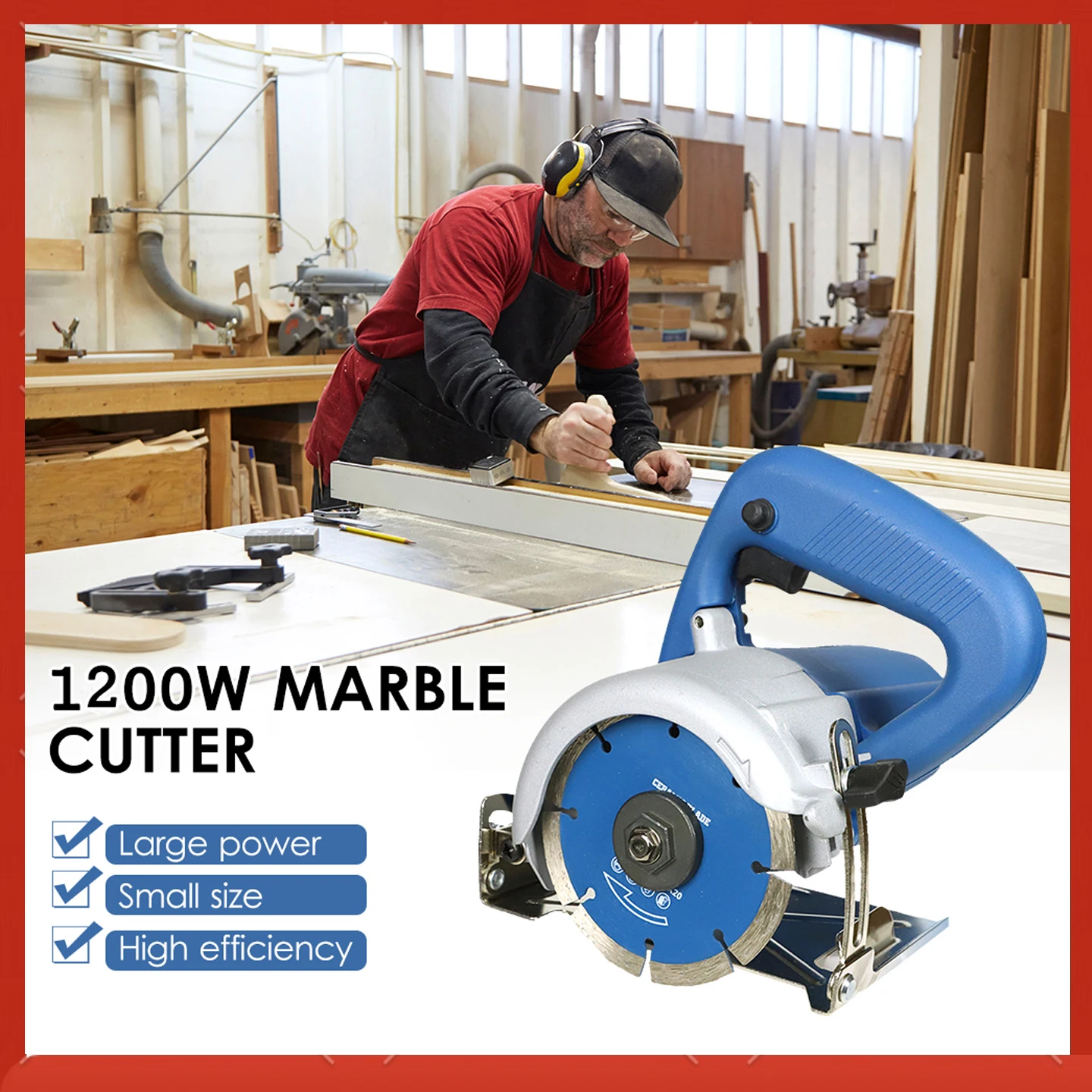 

1200W Marble Cutter Ceramic Tile Cutting Machine Tile Saw Power Tile & Masonry Saw 0-45 Degree Bevel Cutting & 0-32 Depth Adjust