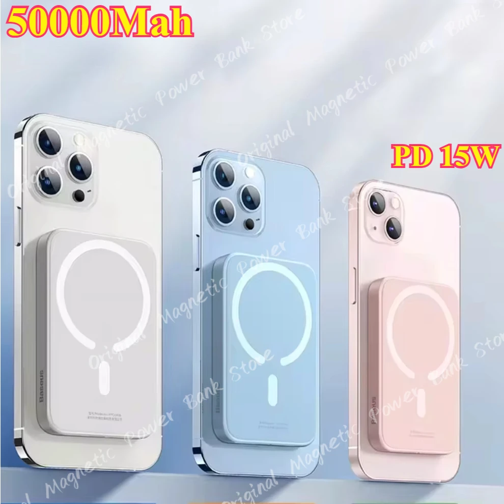 

For iPhone 16 Magnetic Power Bank,50000mAh Wireless Magnetic Power Bank, USB C Input/Output Fast Charging, For Magsafe Battery