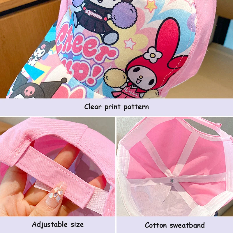 Anime Sanrio Hello Kitty Boné de Beisebol, Y2K, Kawaii, Kuromi, My Melody, Kids Outdoor Sport Sunshade, ajustável Ventilate Cap, Verão