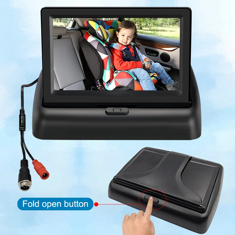 Universal 4.3 Inch HD Baby Foldable Car Rear View Monitor Reversing LCD Display With Night Vision Backup Rearview Camera