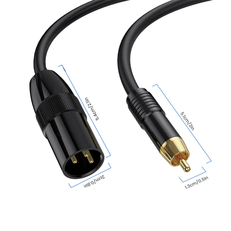 كابل محول قابس XLR ذكر RCA ، موصل صوت ستيريو ، 3 دبوس ، إلى m ، من 3 أمتار