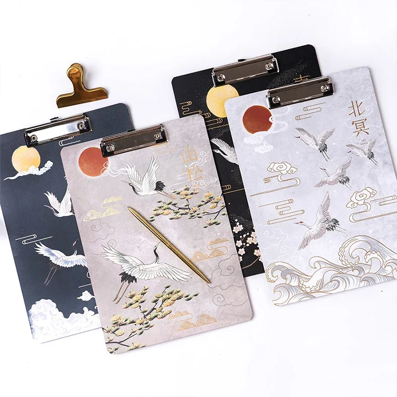 Retro Chinese Style A4 Folder Clipboard Wooden Writing Pad Clips  Document File Board Clamp, Drawing Folders Holder For Office