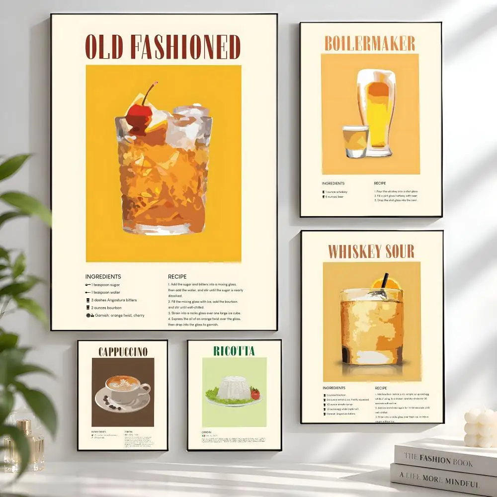 Mojito Espresso Whiskey Cocktail Poster Aesthetic Wall Art Bedroom Living Room Dorm Office Home Decor
