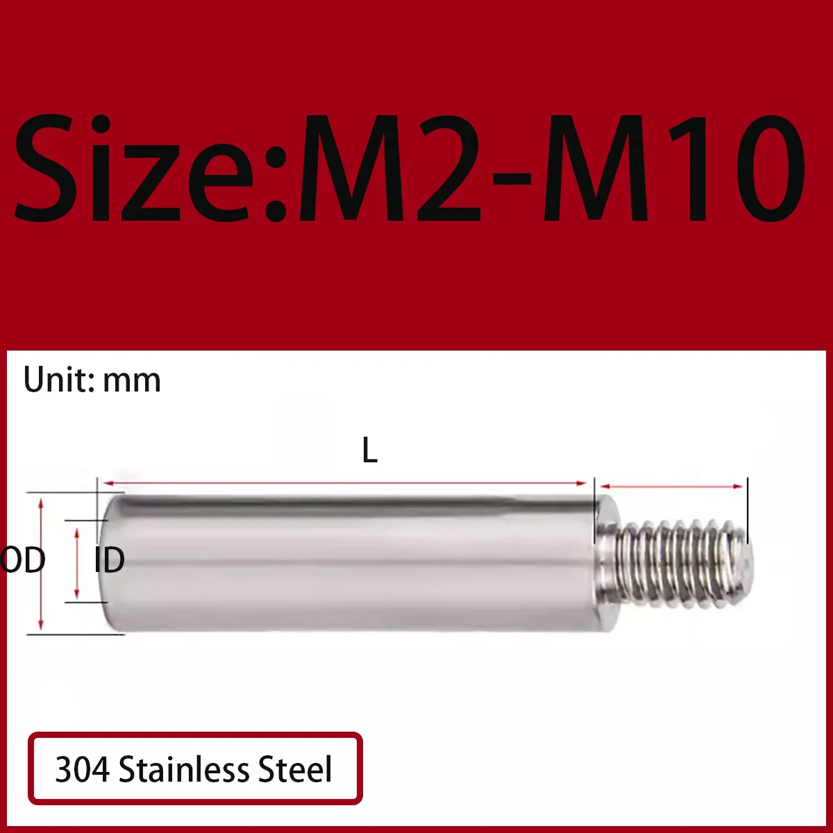 304 Stainless Steel Circular Single Head Connecting Column M2-M10 - Precision Threaded Spacer Fastener for Machinery