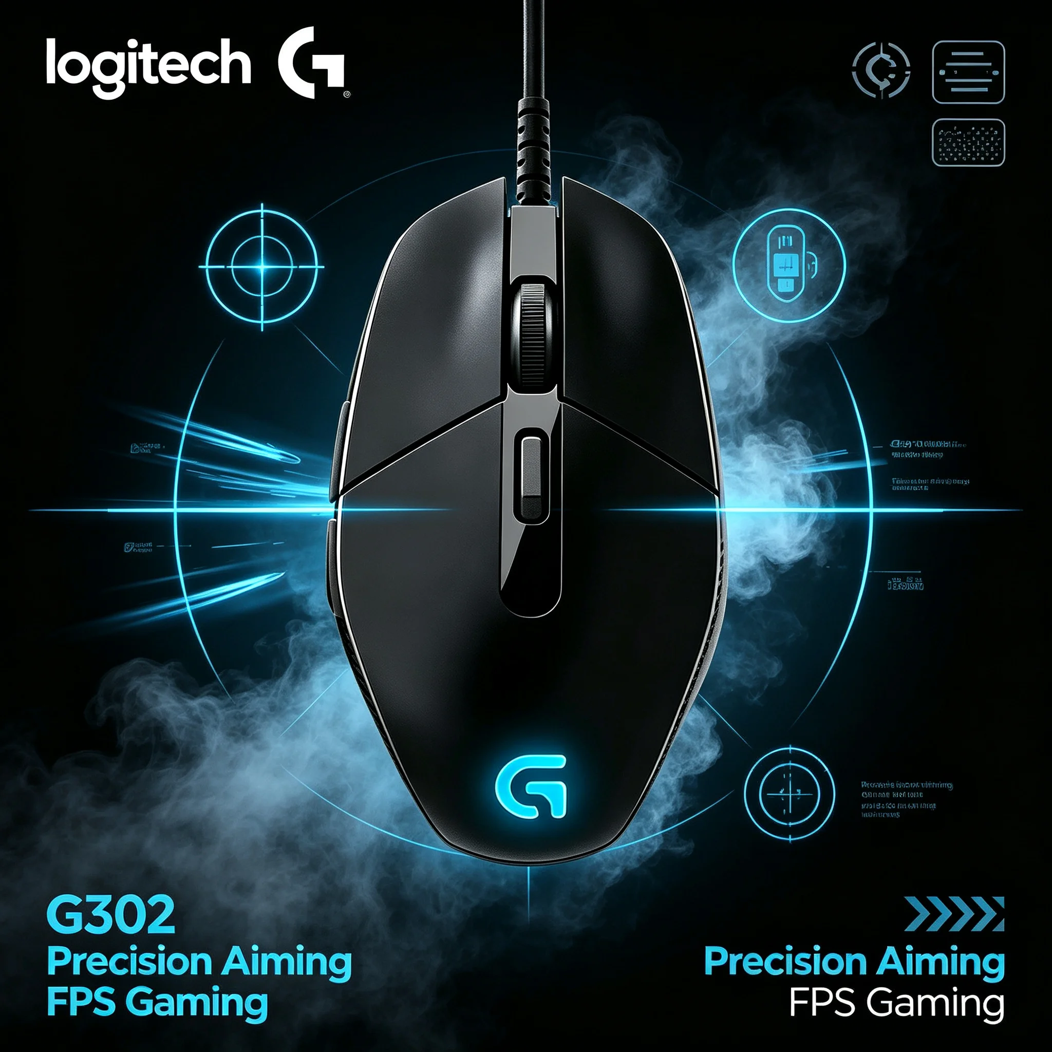 Logitech G302 Wired E‑sports Mouse Adjustable RGB Light Brightness Level 4000DPI Sensor for Valorant CS2 Apex Legends PC Gamer