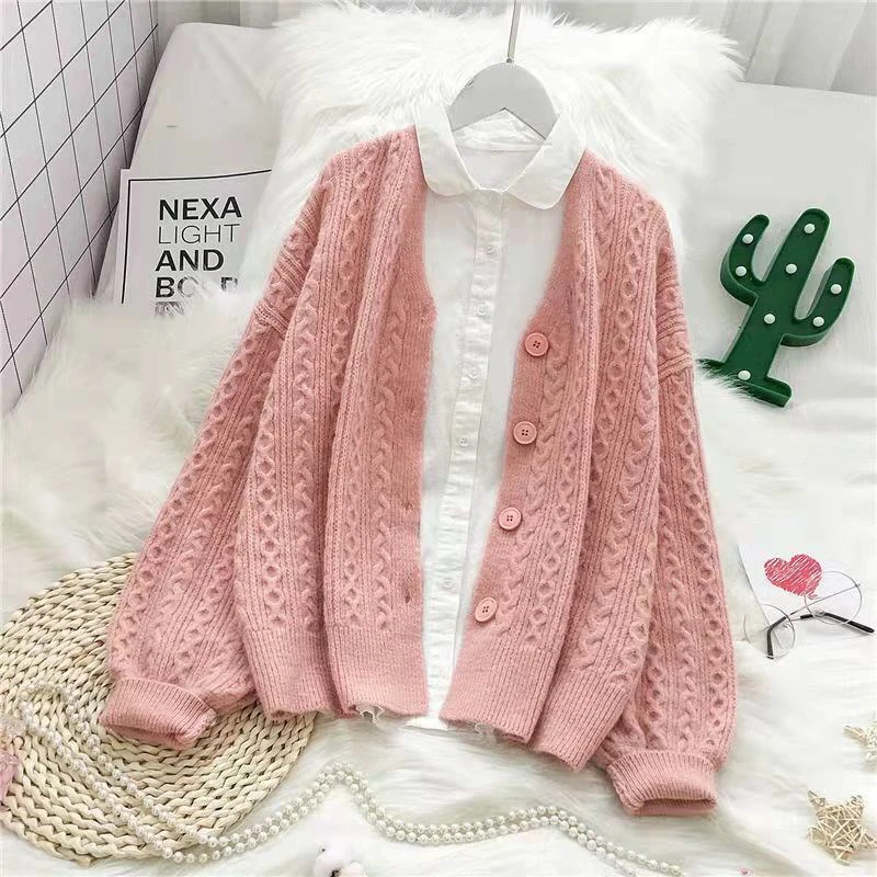 

2022 Korea Style Tops Spring / Summer New Women Single-breasted Knitted Cardigan Jacket
