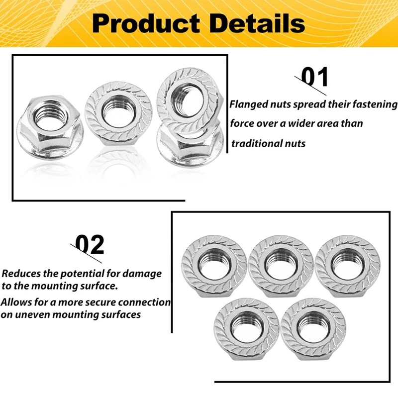 30 pacote m8 porcas de substituição porca hexágono flange serrilhada porcas sextavadas, apto para diy casa mecanismo M8-1.25Mm