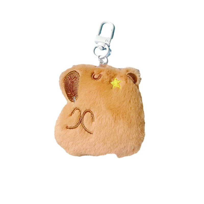 Indah Capybara mainan lembut boneka hewan gantungan kunci boneka tas sekolah liontin ornamen Earphone gantungan kunci untuk hadiah pasangan