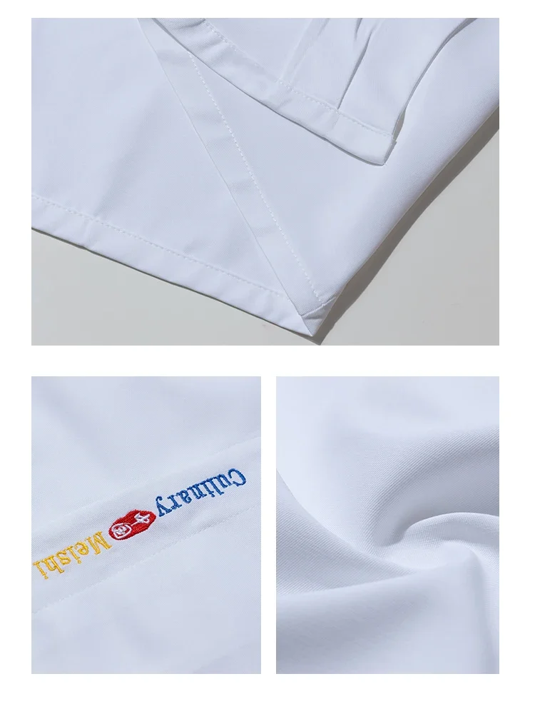 レストランの料理ユニフォーム、ホテルのキッチンシェフのジャケット、フードサービスの料理服、ベーカリーシャツ、通気性のあるウェイターの作業服