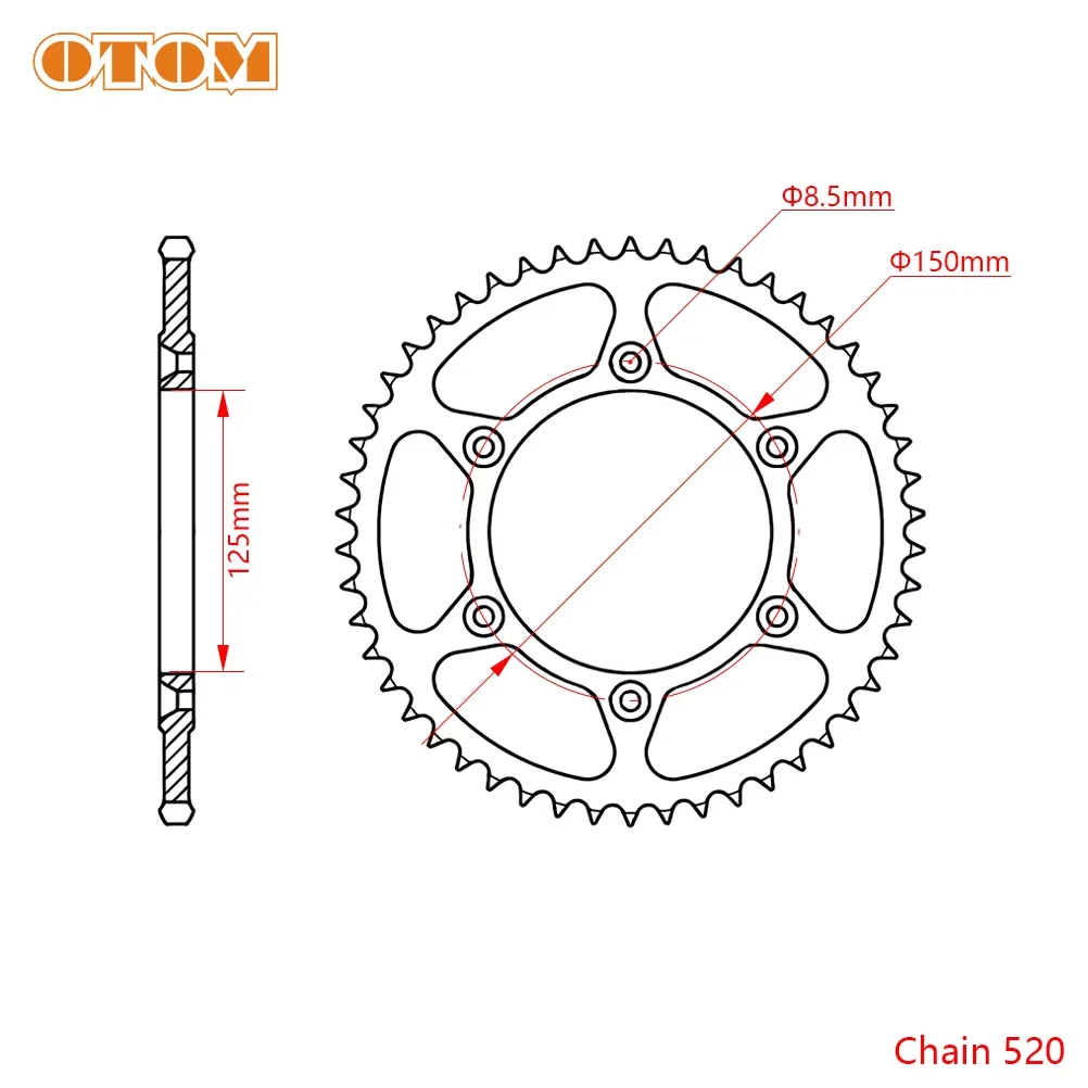 OTOM For HONDA CRF250R/X CRF450R XR230 XR650R 520 Chain Rear Sprocket 51T 52T Steel Aluminum Drive Plate Motorcycle Accessories