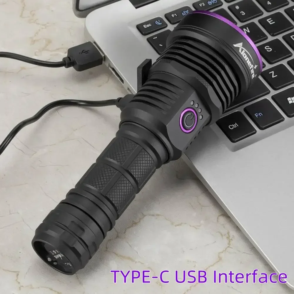 Alonefire SV43 White+365nm UV Flashlight Violets Ultraviolet Waterproof  Rechargeable 21700 Torch for Pet Stains Hunting Camping