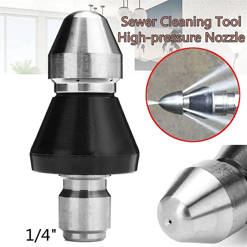 Sewer Cleaning Tool High Pressure Turbine Cleaner Nozzle Cleaning Tool 1/4 Inch High Pressure Pipe Unblocking Nozzle Accessories