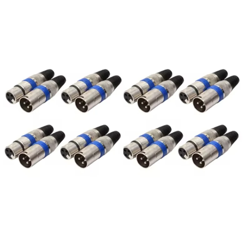 8 Pairs XLR Connector 3Pin Audio Microphone MIC XLR Male Plug Female Jack Adapter