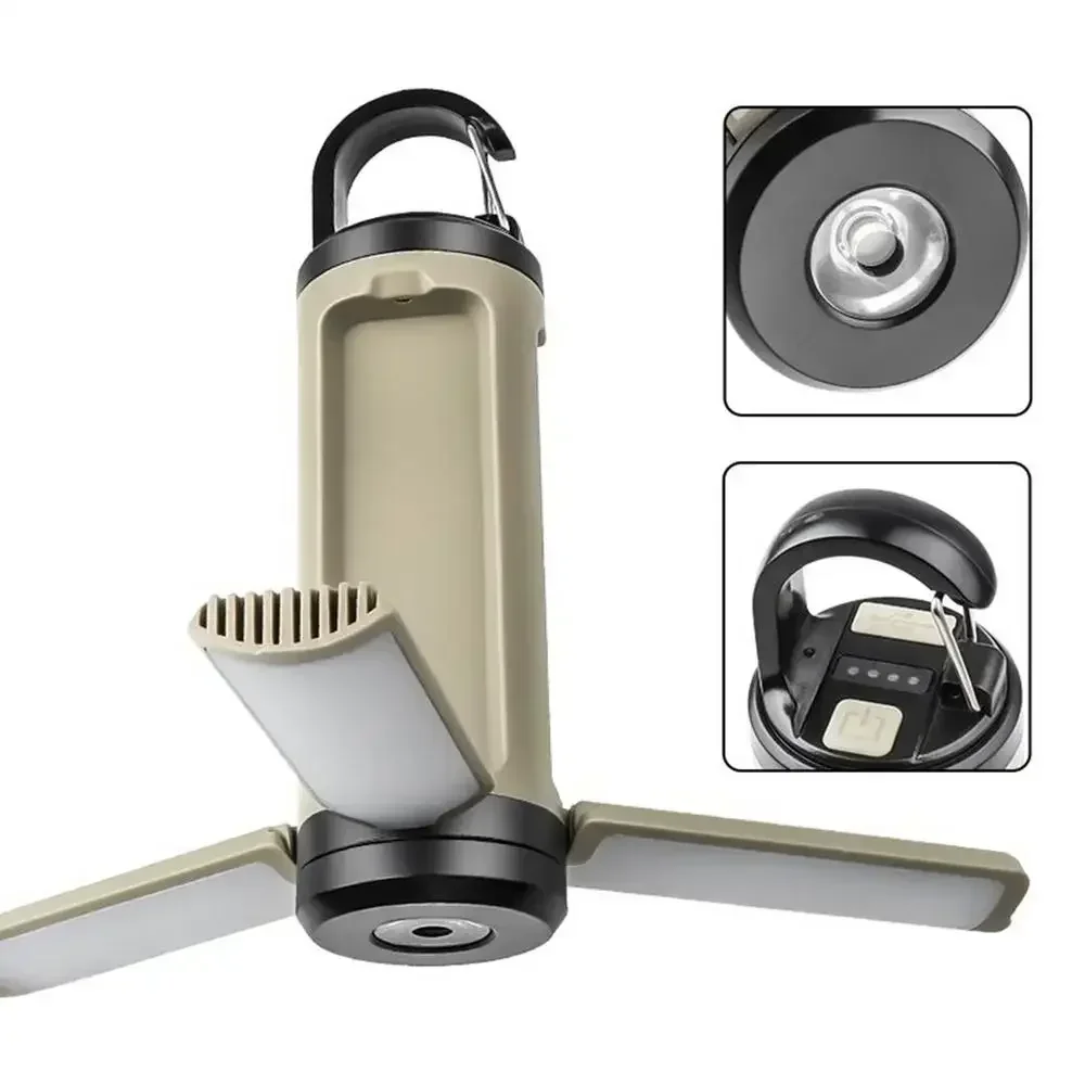 Solar Charging Camping Light 6 Modes Portable Lantern Adjustable Unfolded Fan-shaped Side Emergency Flashlight for Hiking