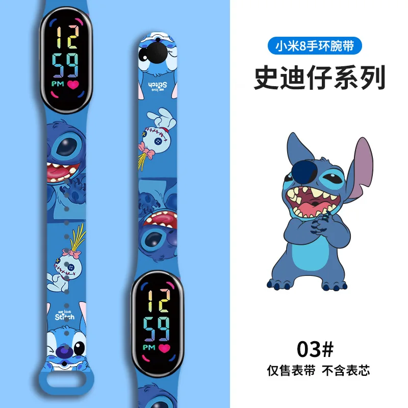 Disney Stitch Watch Bands for Xiaomi 8 Anime Cartoon Fashion Printed Watchband Boys Girls Watch Replacement Strap Kids Gifts