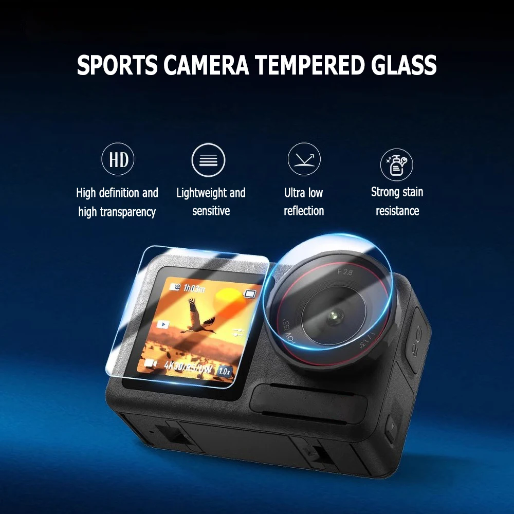 3PCS HD Tempered Glass Screen Protector for DJI Osmo Action 5 Pro 4 3 Pocket 3 Front Back Lens Camera Film Set