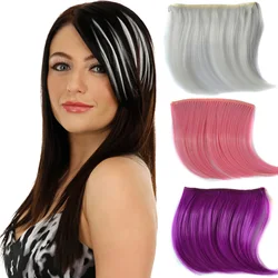 Zolin-sintético pequeno cabelo franja extensão, clipe invisível no cabelo, cores coloridas franja, acessórios cosplay, cinza, rosa, vermelho