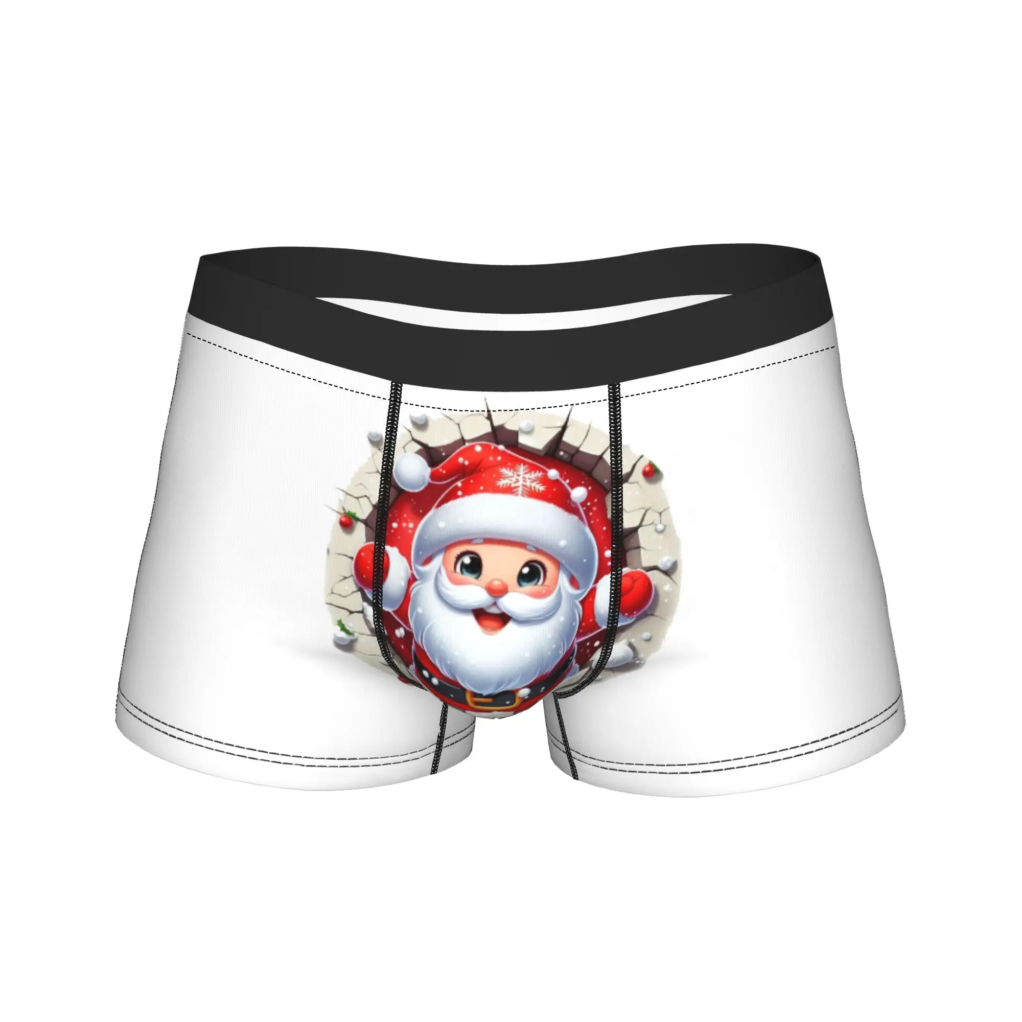 Santa Claus Christmas Holiday Winter Snowflake Boxers Novelty Gift For Man Fun Underwear  Boxer Briefs