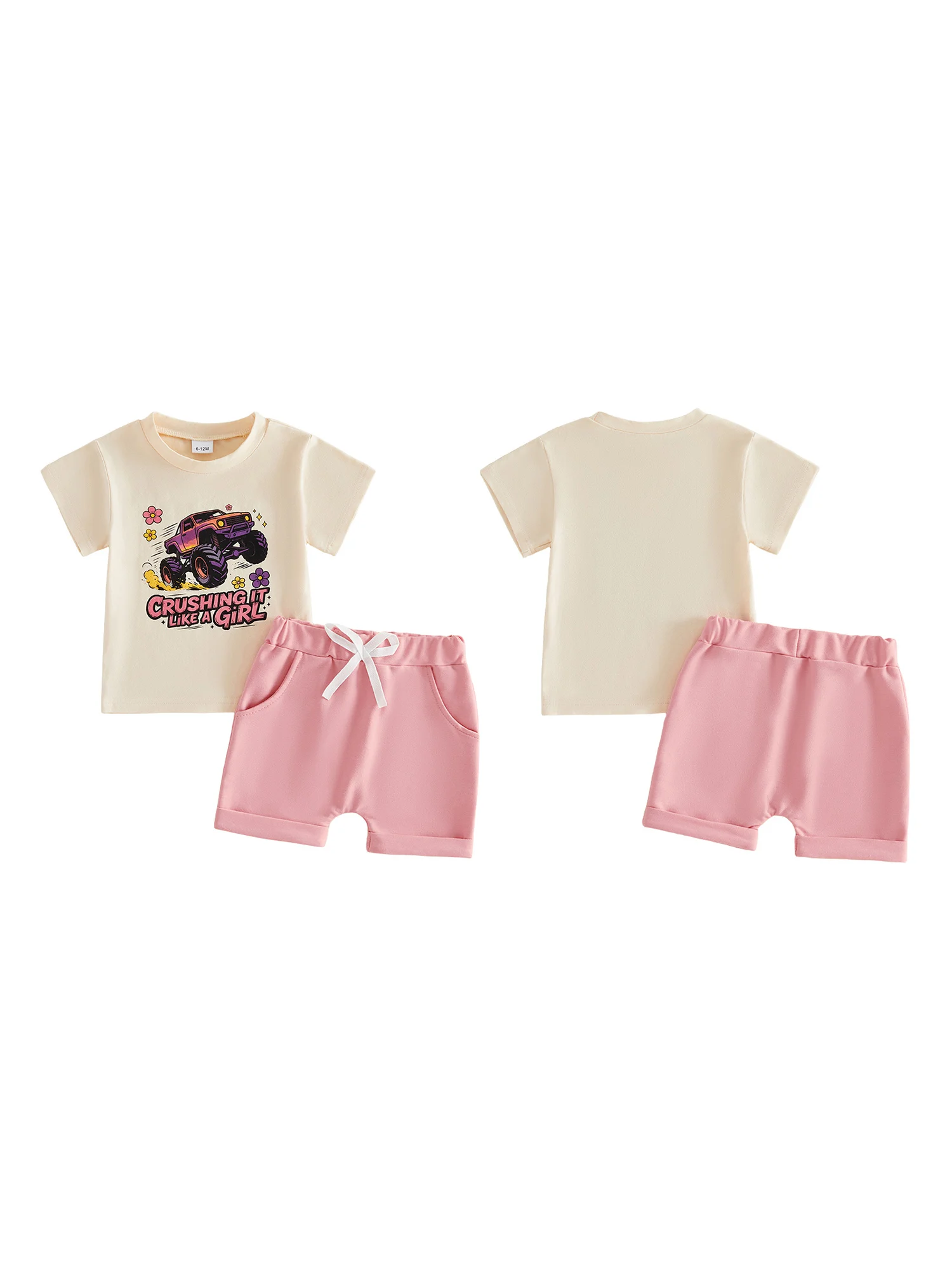 

2Pcs Baby Boy Clothes Set Short Sleeve Crew Neck Dinosaur Print Tops and Elastic Waist Shorts Summer Outfit for Toddler