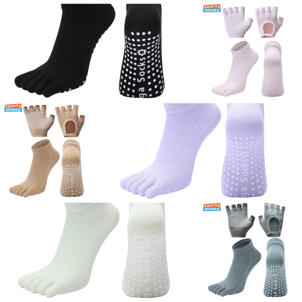 

Half Finger Gloves Sock Set Backless Fitness Gloves Five Finger Yoga Socks Women Anti Slip Dance Sports Socks Pilates Socks