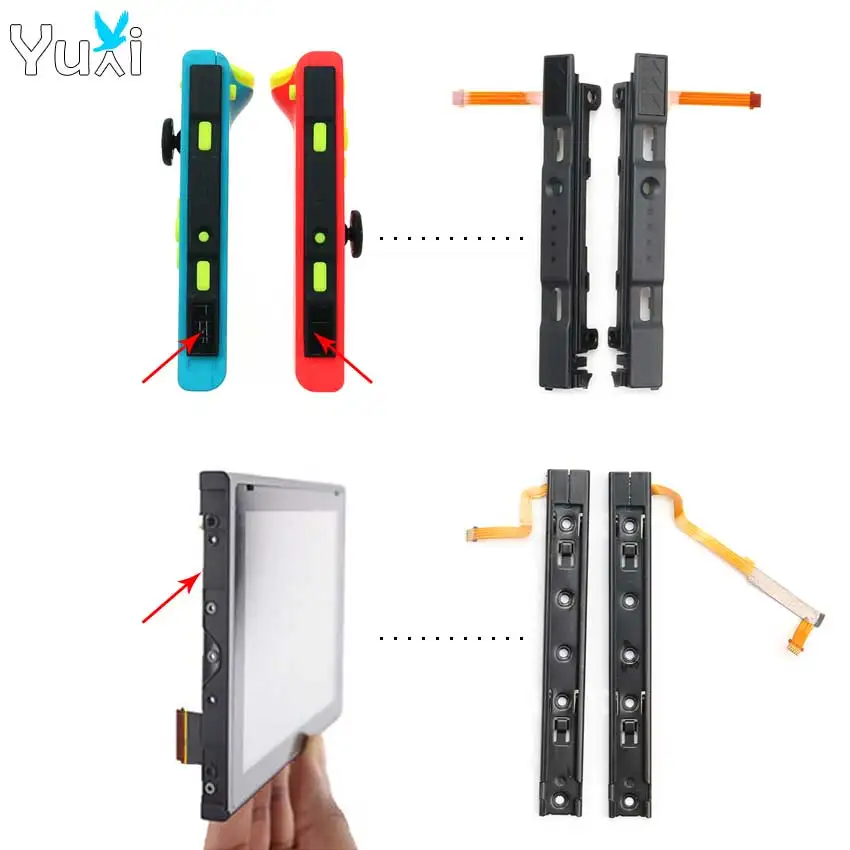 YuXi LR Slide Left Right Sliders Railway Replacement for Switch NS Joy Con Console L R Rail for Switch Controller Track 