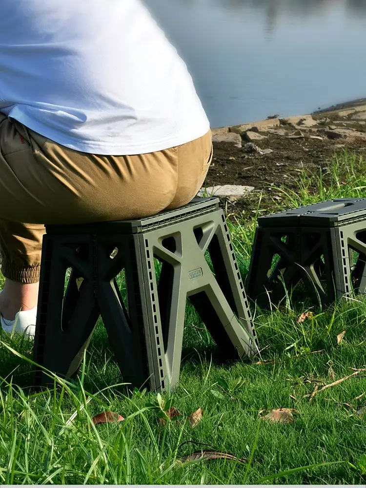 2023 Outdoor Plastic Folding Stool Thickened Hand Carried Adult Low Stool Maza Kids Small Bench Camping Portable Fishing Stool