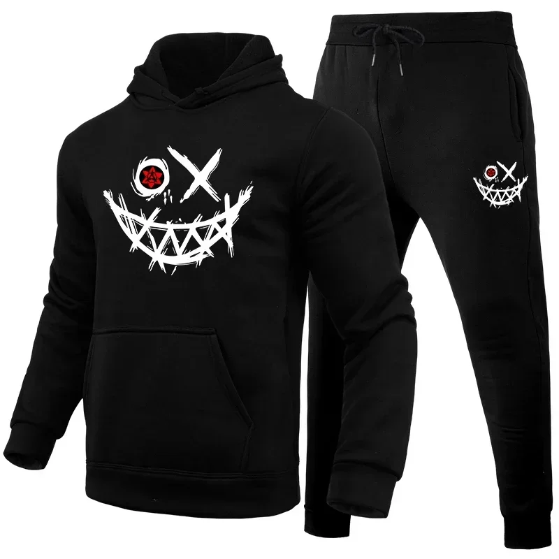 

New Urban Casual Autumn and Winter Men's Fashionable Hooded Sweatshirts and Sweatpants, Men's Outdoor Fitness Jogging Sets