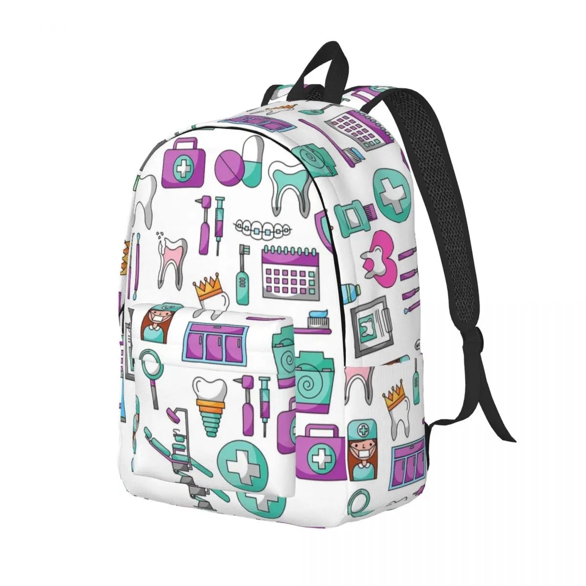 

Teeth Dentist Dental Dentistry Backpack Daypack Large Capacity Kids BookBag School Bag Shoulder Bags for Boys Girls