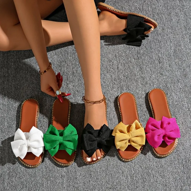 Nouvelles Sandales Tendance Femme 2026 – Chaussons d'Extérieur Légers à Nœud pour l'Été – Grandes Tailles Disponibles