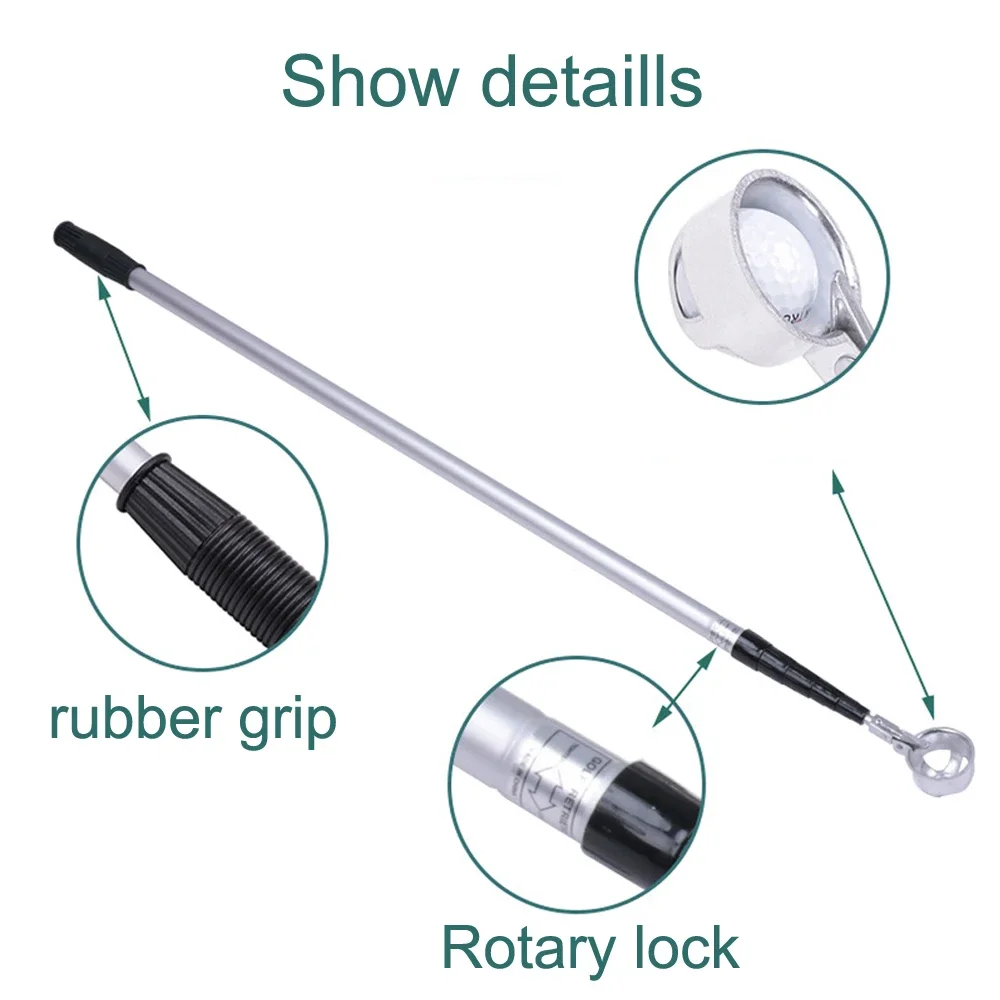 スイベルゴルフボールピッカー,アルミニウム合金,伸縮式,拡張可能,ゴルフ用,水用