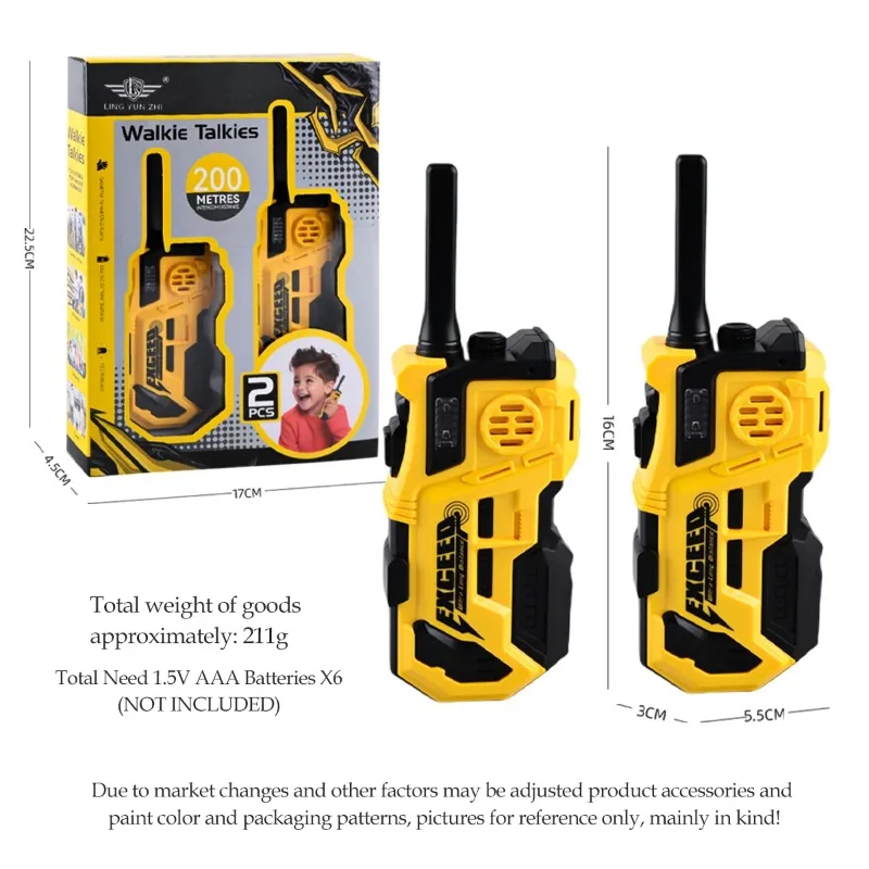 Walkie Talkies, 2 Pcs Long Range Talkies Toys for Kids Channels 2 Way Radio Toy with Light, for  Outdoor Sports Camping Climbing