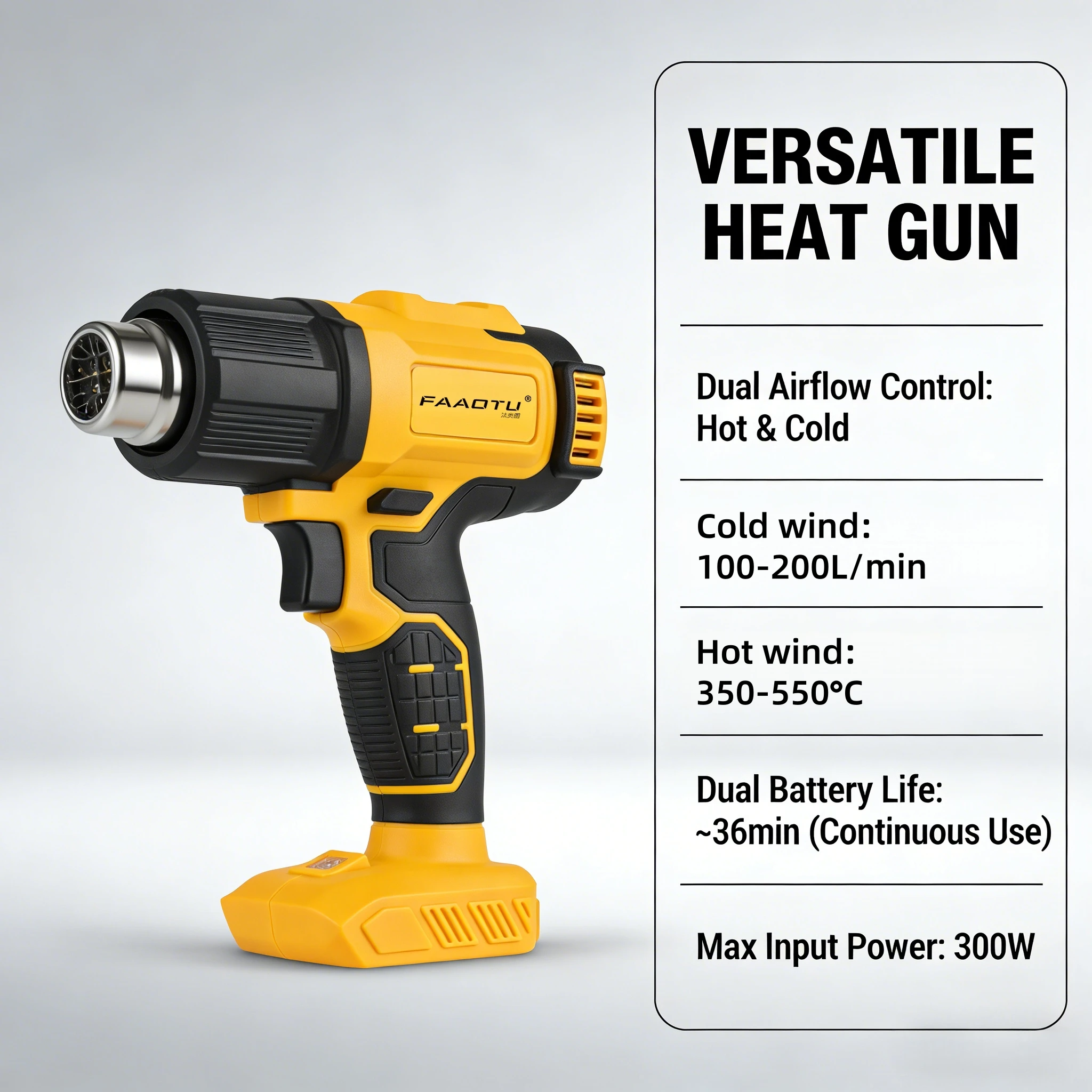 

FAAOTU Cordless Hot Air Gun 20V for DIY, Repair, Shrink Wrap & Paint Removal compatible with DW batteries NO battery