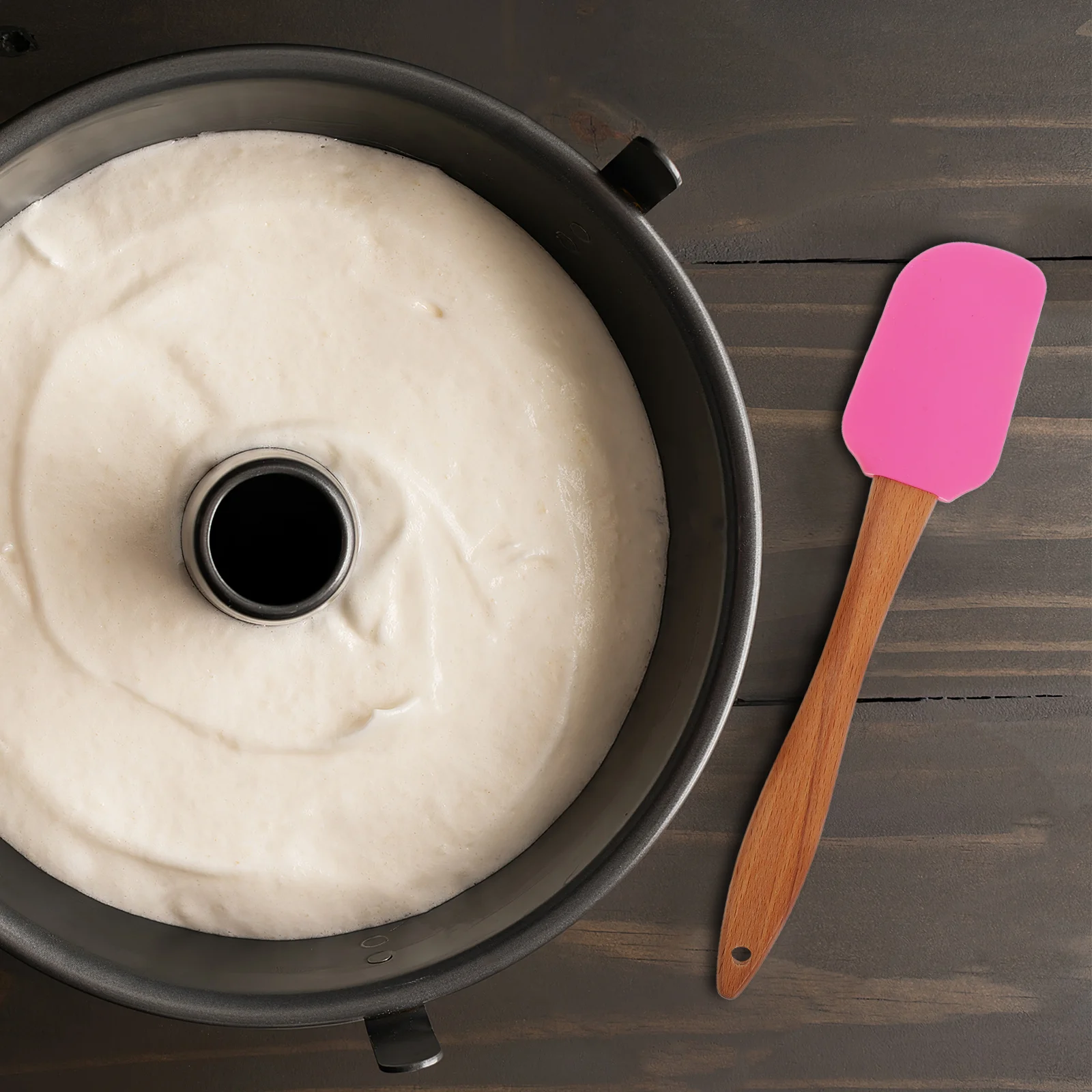 

2pcs Valentine'S Day Silicone Spatula Set Heat Resistant Scrapers Wooden Handle For Baking Cooking Cake Decorating Kitchen Tool