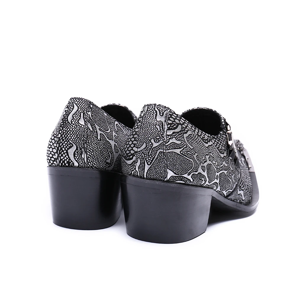 Christia Bella Italian Style Metal Pointed Toe High Heels Men Business Formal Shoes Genuine Leather Men Party Dress Oxford Shoes