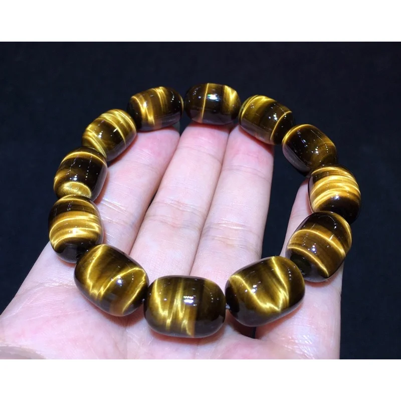 Ore 7A Yellow Tigereye Shaped Bead Bracelet Men's and Women's Tiger Eye' Stone Eye Stone Single Circl