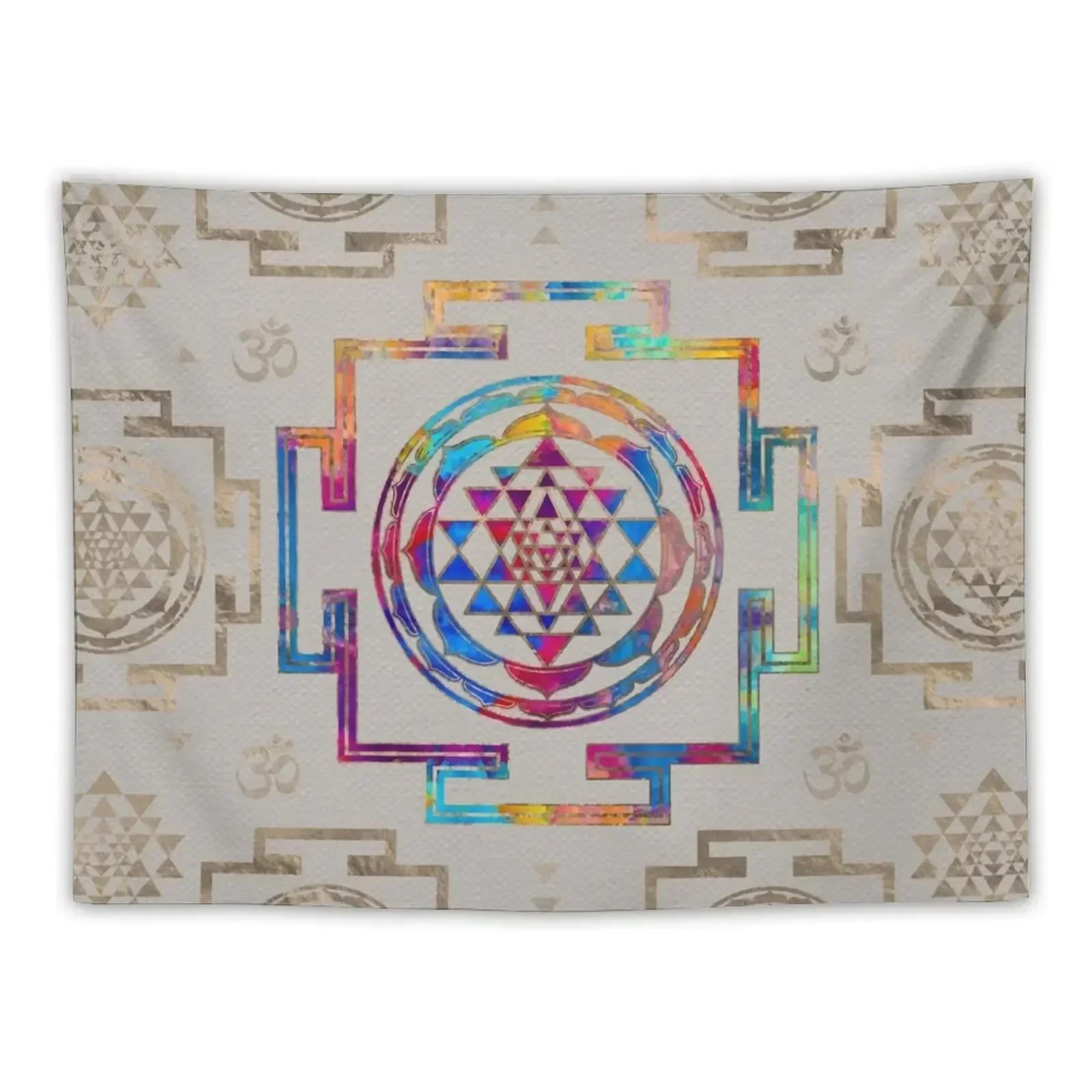 

Sri Yantra / Sri Chakra in color on canvas Tapestry Bathroom Decor Funny Tapestry