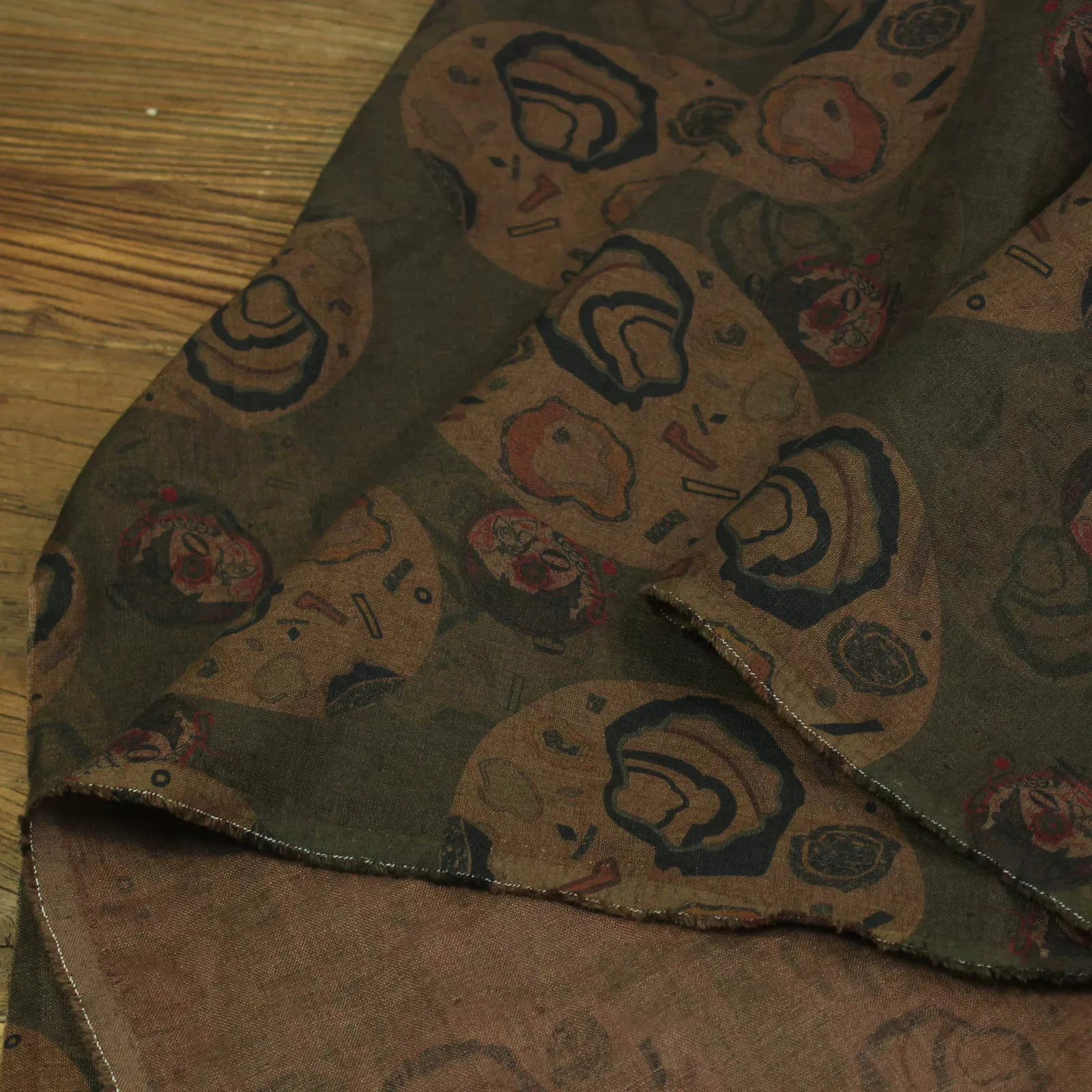 1yard Washed pure linen fabrics for clothing Unique printing tela one-piece dress cheongsam shirt sewing fabric - view 5