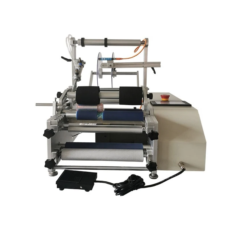 30-160pcs/min Round Bottle Labeling Machine, Dual-Side Self-Adhesive Label Applicator for Glass Wine & Plastic Water Bottles