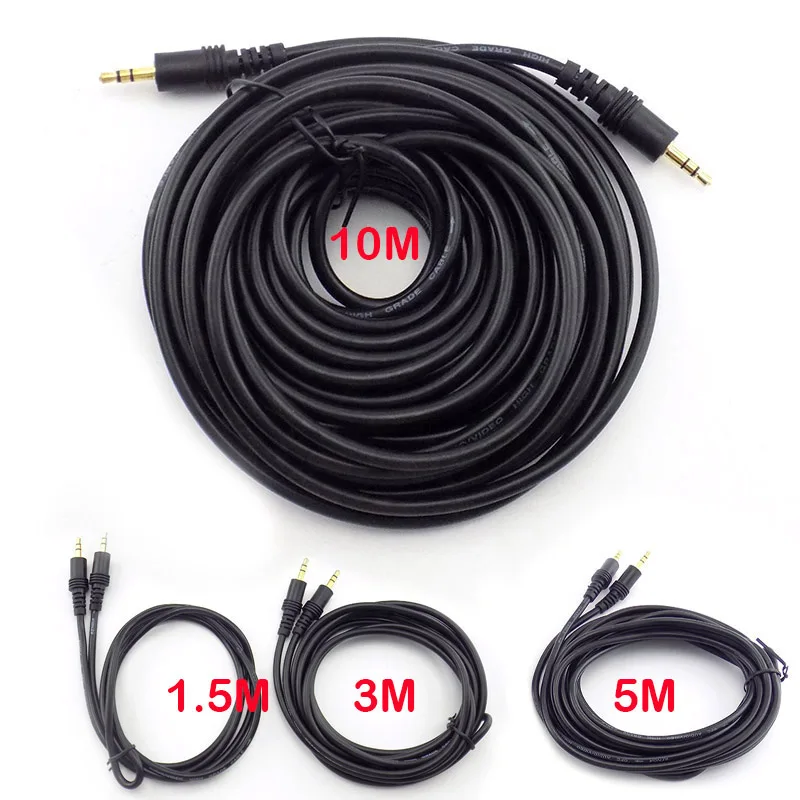 1.5/3/5/10M 3.5mm męski do męskiego Jack Audio Stereo Aux AV Przedłużacz kabla do głośnika audio TV Komputer Laptop odtwarzacz W28