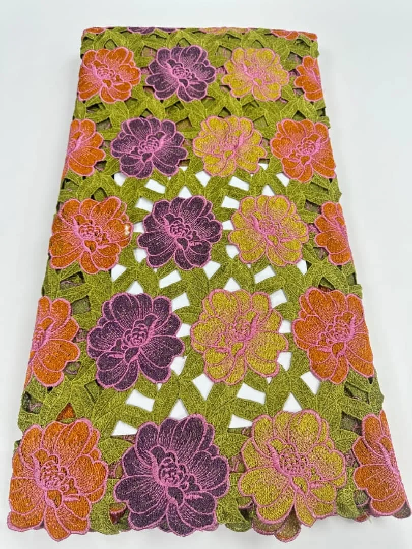 

African Cord Guipure Embroidered Lace Fabric 2026 Luxury Nigerian Luxury Cotton Lace Fabric Ladies Dinner Dress Sewing