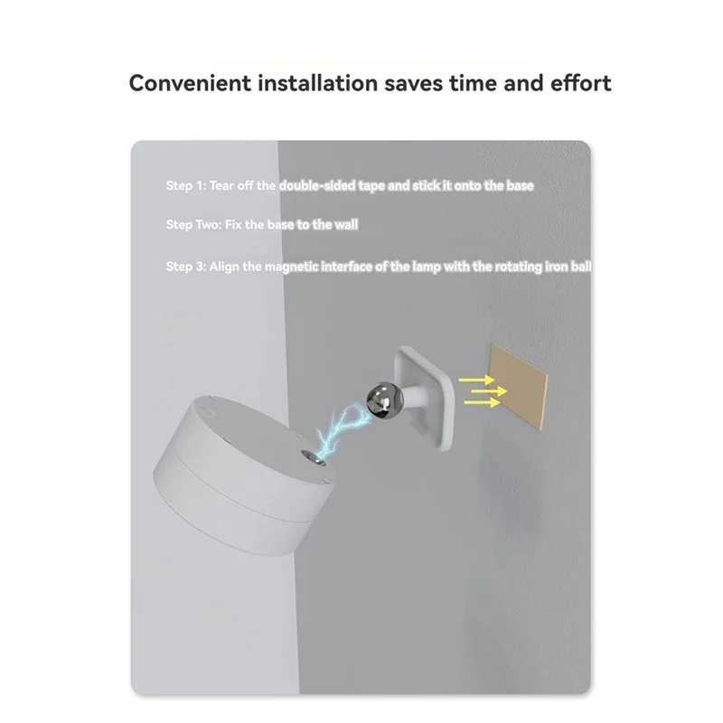 

A95I-Rechargeable Magnetic LED Wall Light 360° Rotation Touch Remote Control Cabinet Spotlight For Home & Office White
