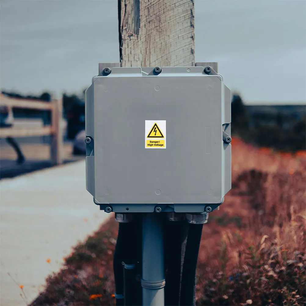

2 Pcs Warning Label Adhesive High Voltage Sticker Electrical Safety Fence Signs Caution Hazardous Signage Electrician Stickers