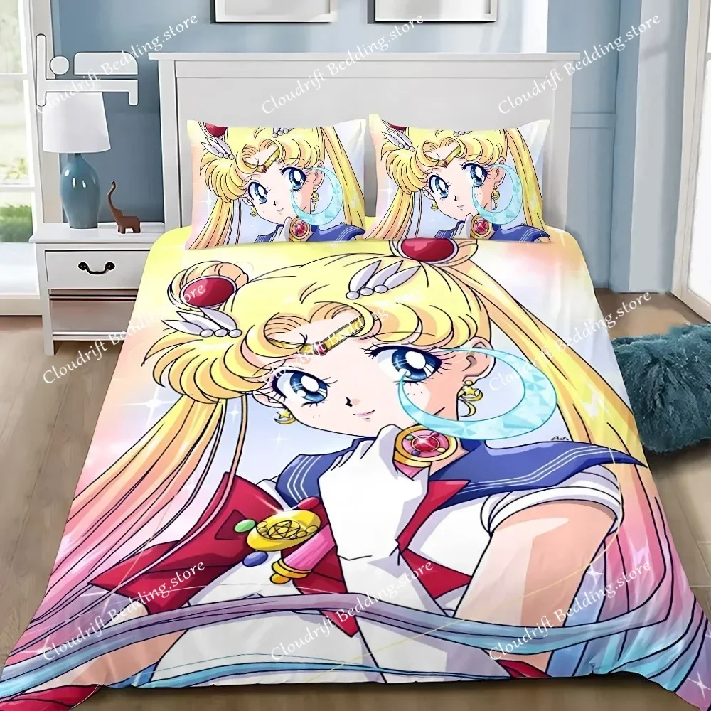 2026 S-Sailor M-MoonS Adult Boy Girl Bedroom Decoration Single Double Large Size Duvet Cover Pillowcase Bedding Set Japan Anime9