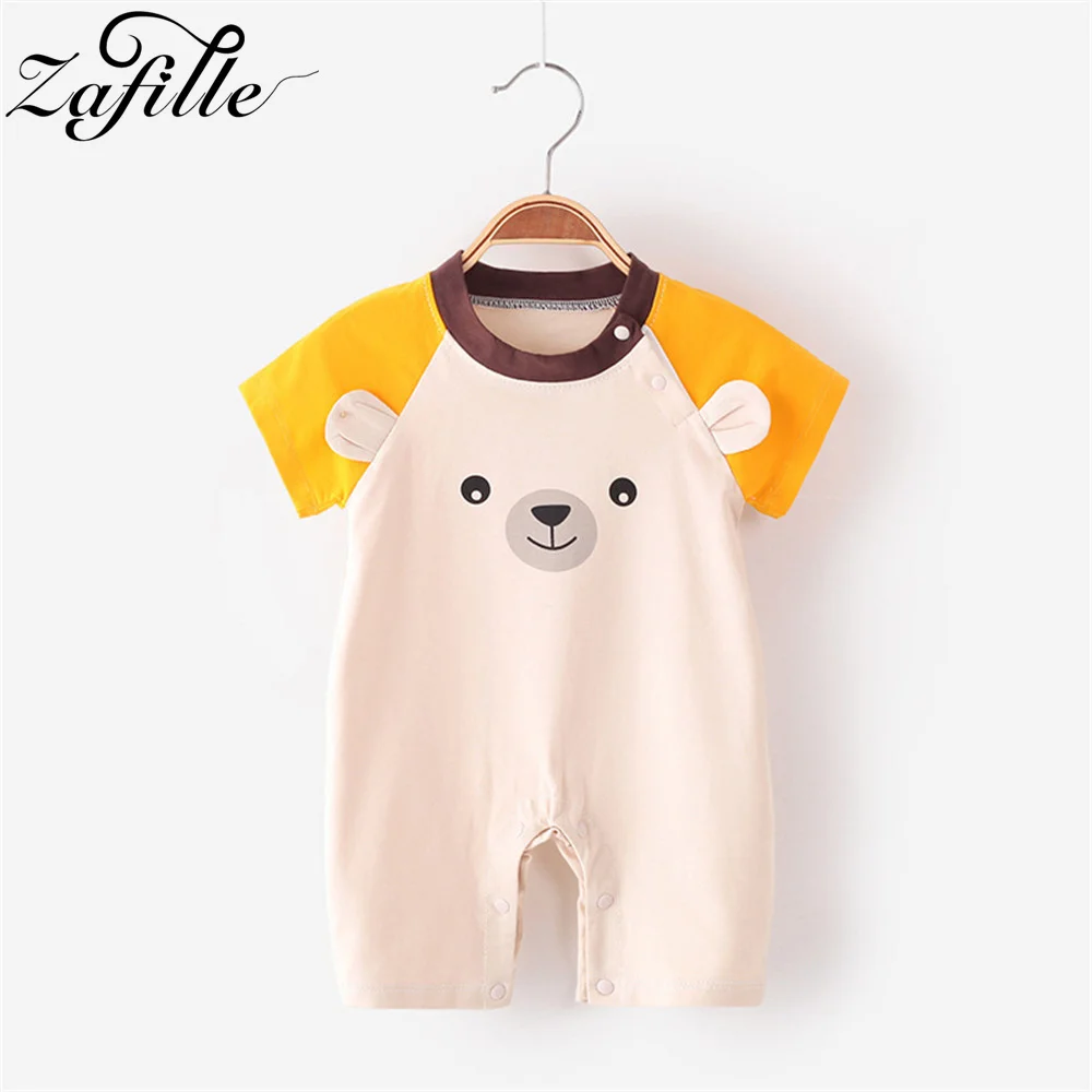 

ZAFILLE Summer Newborn Playsuit Cartoon Jumpsuit For Kids Boys Clothing 100%Cotton Baby Romper Cute Animals Children's Sleepwear